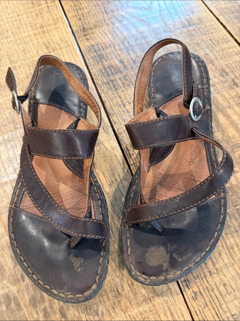 BORN Women’s Brown Leather Slingback Sandals, 8